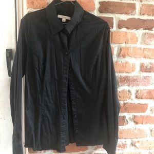 EUC Black tailored button up blouse XL Merona